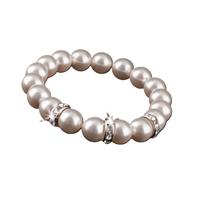 Bracelet, pearl white SWAROVSKI® pearls, white rondelle crystal, 10 mm, ART CRYSTELLA®